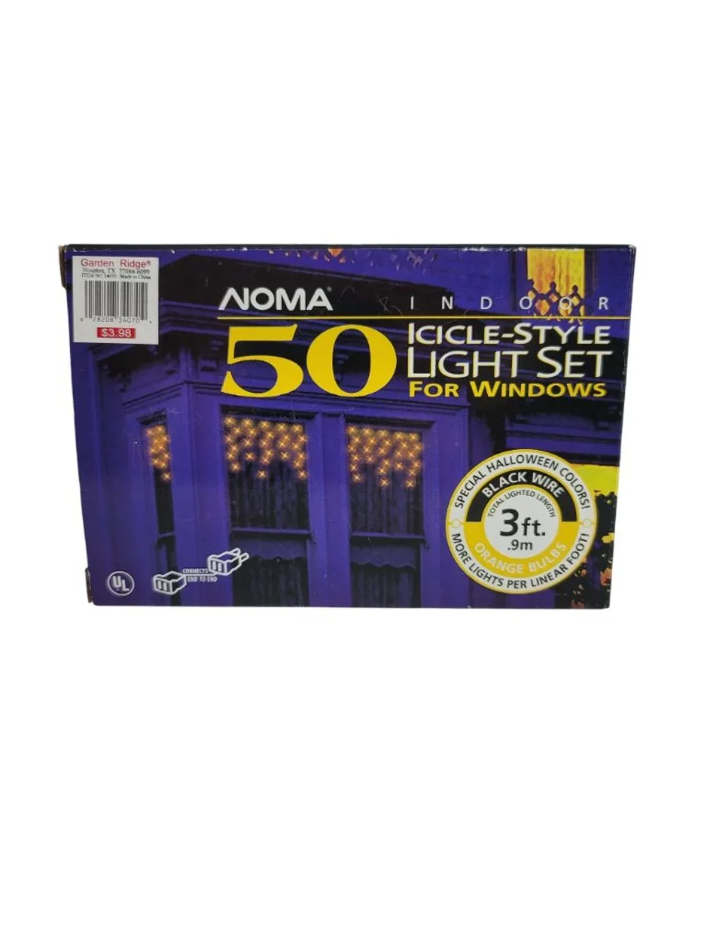 Noma Halloween Icicle Lights 50 EA Lot x6 3FT Orange Purple Indoor Tested NEW